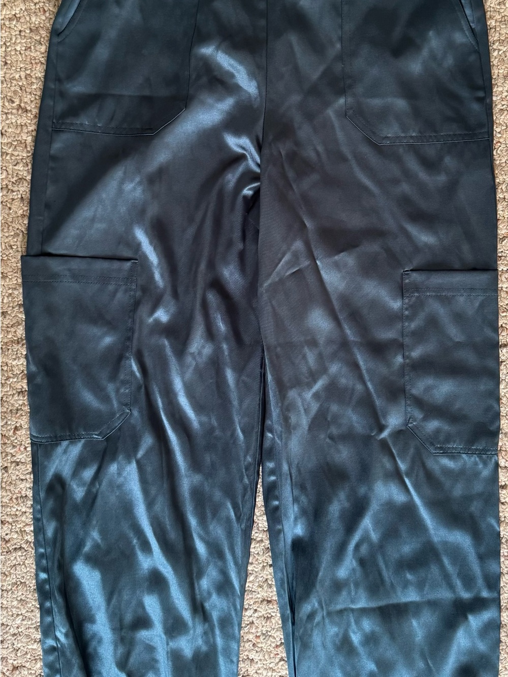 ASOS Turquoise/green Satin Jogger Cargo Pants - Picture 3 of 5